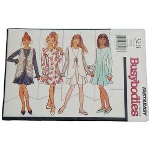 3211 Busybodies Fast & Easy Butterick‎ Pattern Girls Vest &  Dress NEW 1993